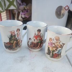 Norman Rockwell Illustrated Mug Trio - White and Multicolor